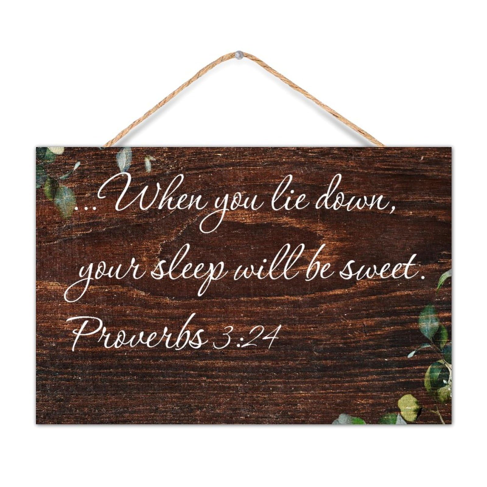 Custoncares Style-6 Proverbs 3:24 When You Lie Down, Your Sleep Will Be Sweet Wood Sign Wall Art Motto Decor Distressed Bible Verse Quote Signs Positive Wood Pallet Wall Plaque Sign For Shelf Offices Mantel 12X8