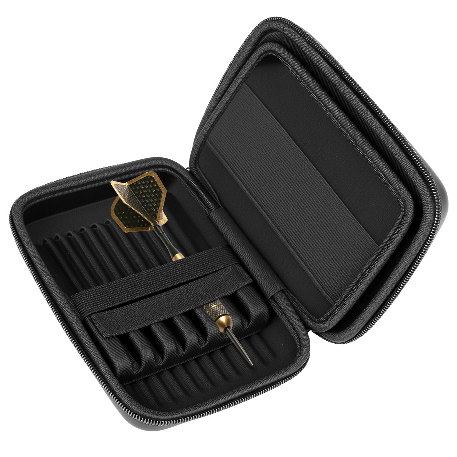 QWORK® Hartdart Eva para 6 Dardos, sin deslizamientos, con Compartimentos Separados para Accesorios adicionales de Dardos.