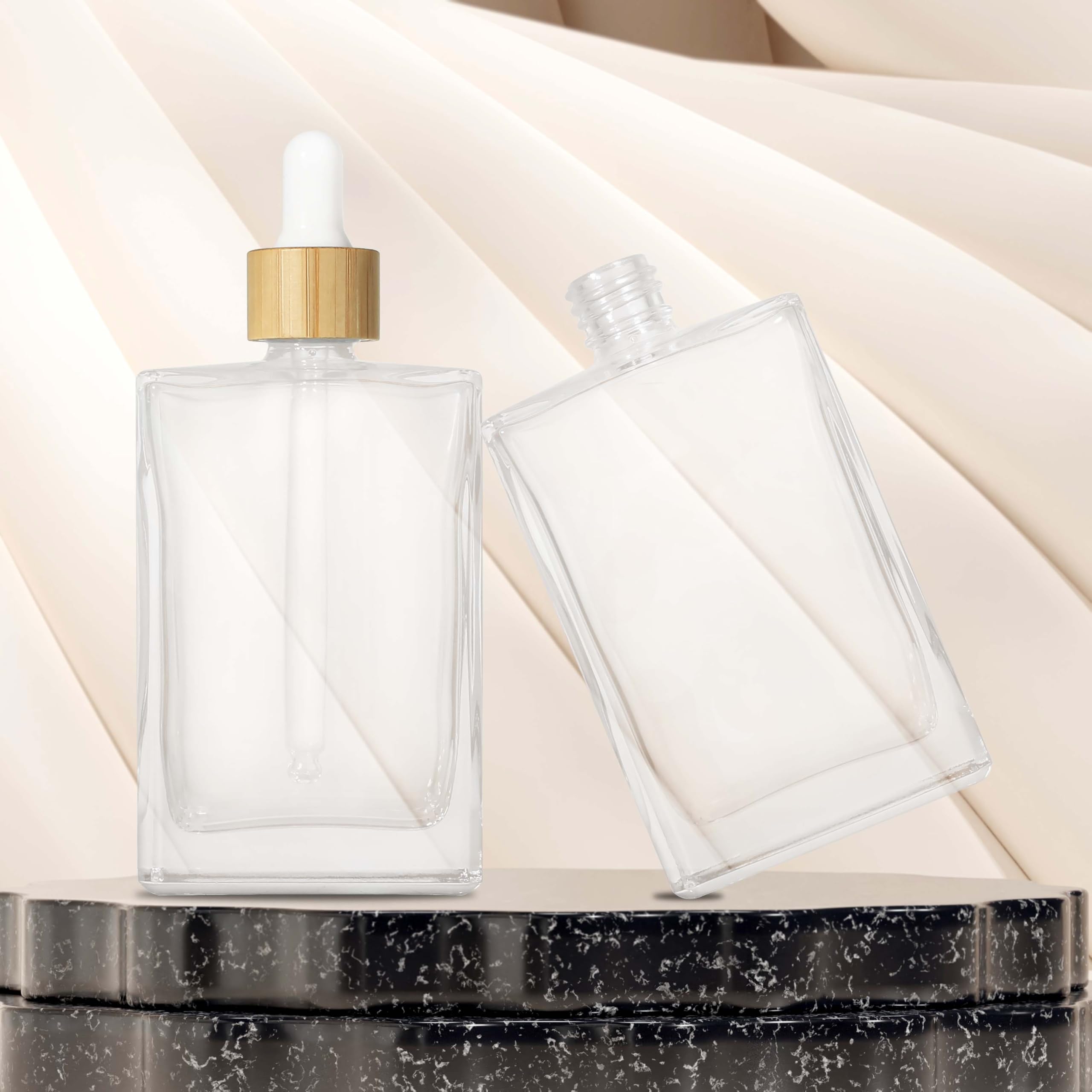 COSIDEA 3 botellas de vidrio plano transparente 100 ml para aceites esenciales de viaje