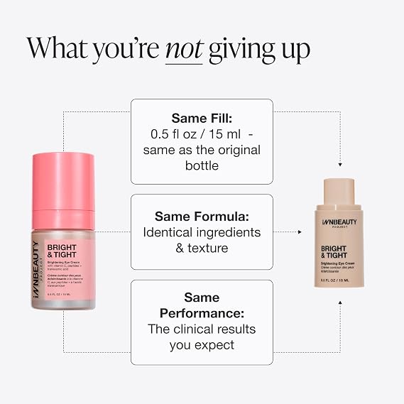 Innbeauty Project Bright & Tight Eye Cream with Vitamin C & Peptides for Dark Circles & Firming, 0.5 OZ (15ml) (Refill)