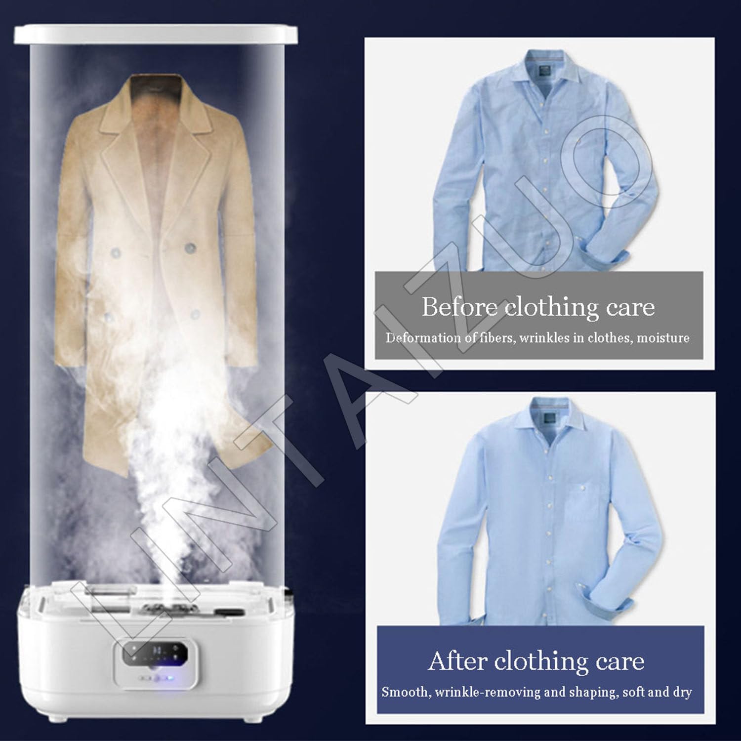 Máquina de planchar con prensa de vapor con mando a distancia y caja de aroma integrada para ropa y telas
