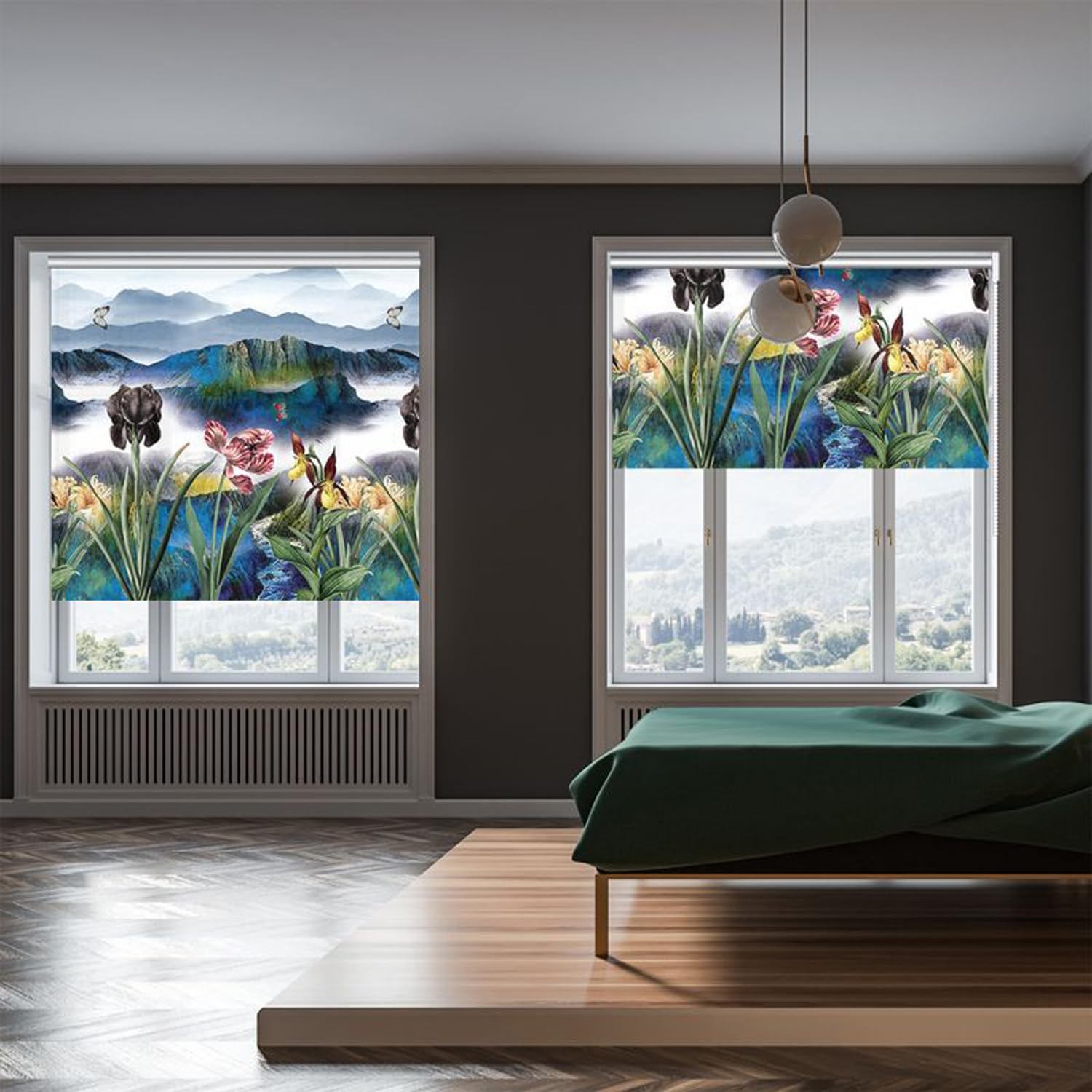 Thermo-Verdunkelungsrollo für Heimbüro, Rollo, gemustert, Schattierungsvorhang, Verdunkelungsvorhang, Fensterrollo mit Beschlägen (120 x 200 cm, Stil F)