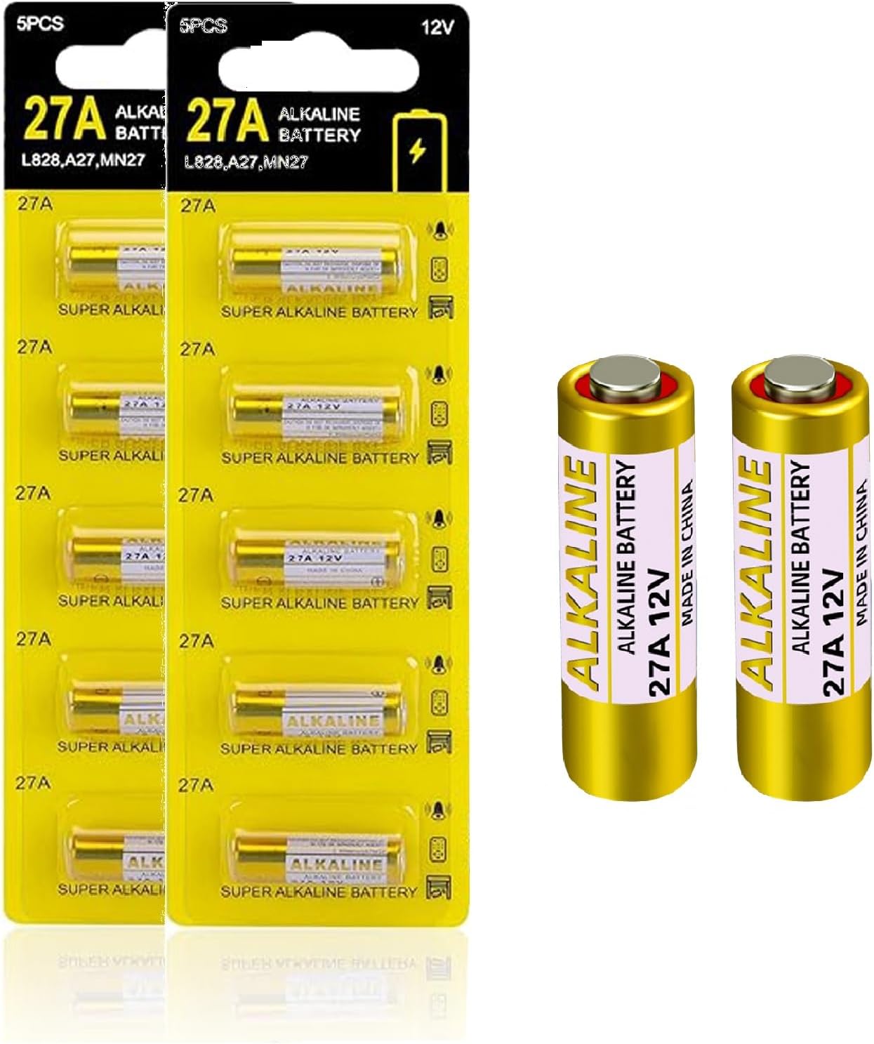 Pack of 10 Generic 27A 12V Alkaline Batteries.