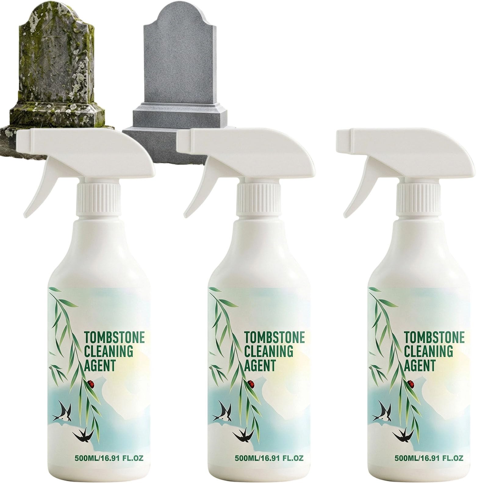 Spray limpiador de lápidas y lápidas para granito, mármol y piedra natural, cuidado conmemorativo de cementerio al aire libre de 500 ml con revitalizador protector y revestimiento protector resistente