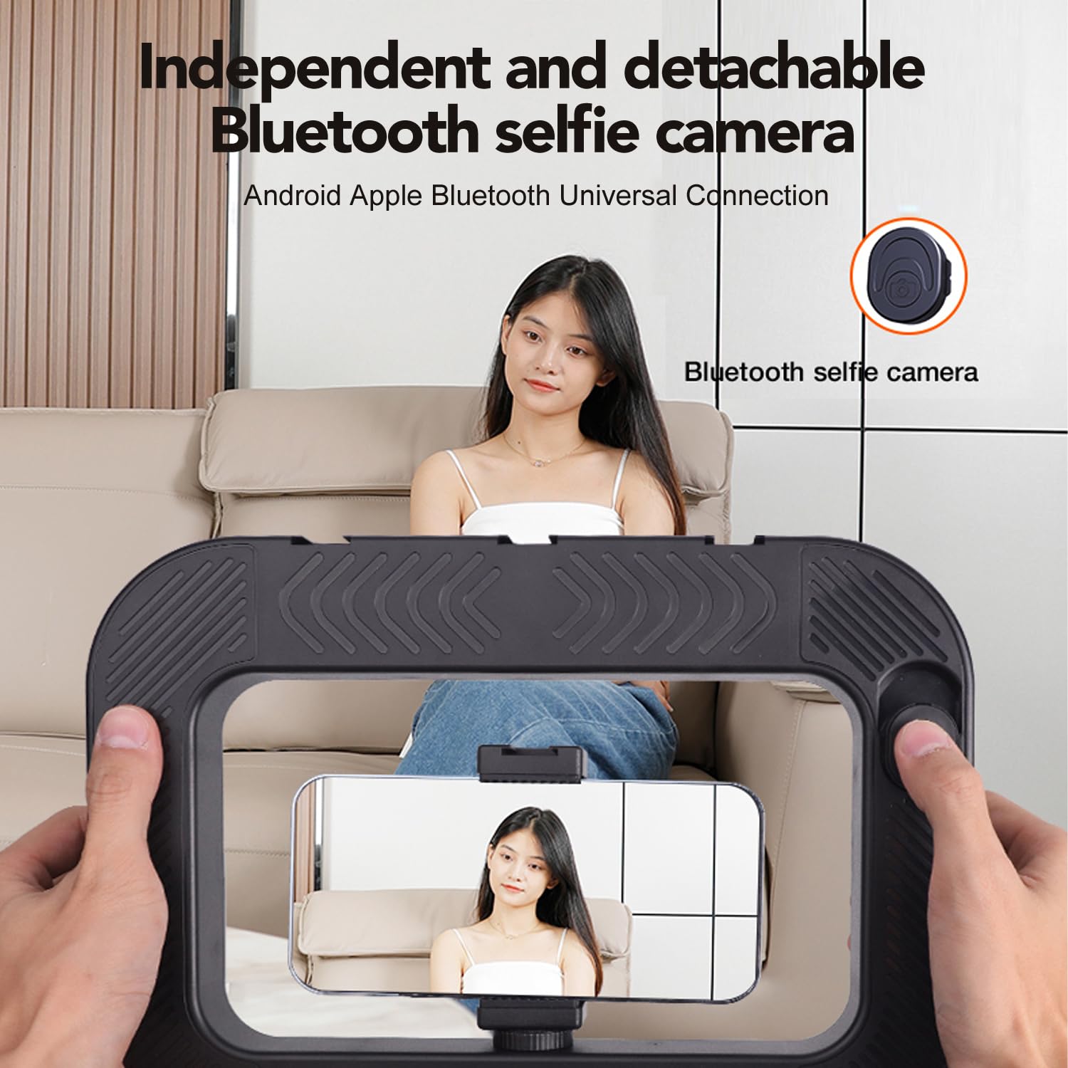 Smartphone Ring Selfie Light Kit Handheld LED Mobile Video Stabilizer Fill Lighting Rig Lights Built-in 8000mAh Battery Rechargeable for Phone Camera, YouTube, TIK tok Video Recording, Make up