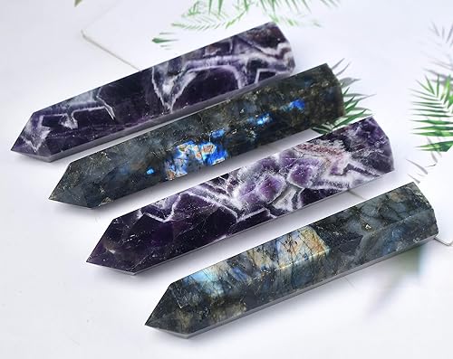 Miniatura 6 de FZBHRO Dream Amethyst Towers - Varita de piedra de cristal curativo con 6 facetas para regalo de meditación, 0.6-0.8 libras