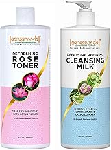 Aaryanveda Cleansing Milk & Rose Toner Combo Improve Skin Tone Remove Dead Skin Cleanser & Rose Face Toner 1000ml Combo