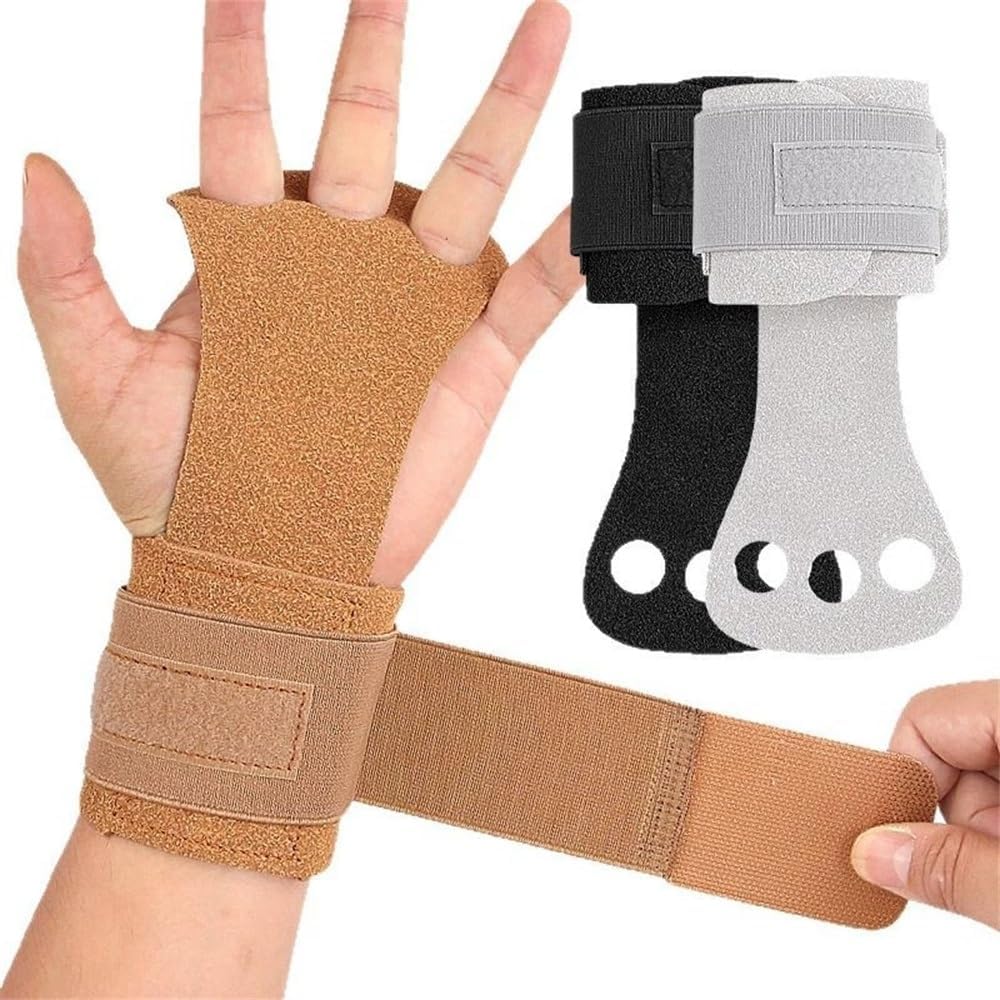 Gymnastics Hand Fitness Gloves Bar Hard Pull-up Booster Band Sports Palm Protection for Men and Women(Brown)