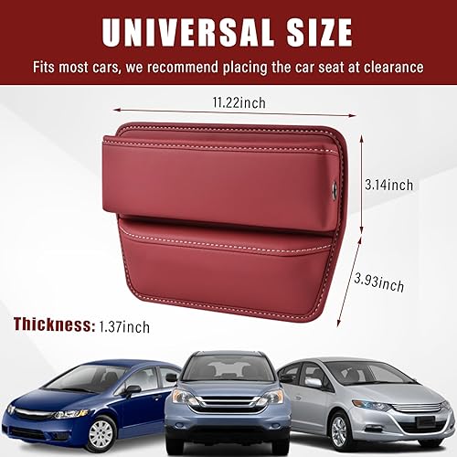 Miniatura 2 de Ziciner Organizador de espacio para asiento de automóvil, caja de almacenamiento de cuero de alta calidad, relleno de espacio ajustable para asiento