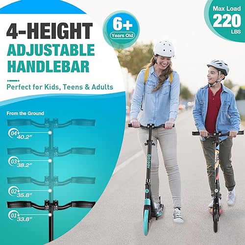 Miniatura 2 de BELEEV V5 Scooters para niños de 6 años en adelante, scooter plegable de 2 ruedas para adultos y adolescentes, 4 manillares ajustables, ruedas