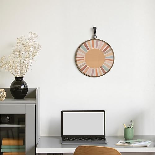 Miniatura 4 de GTYNU Decoración de pared redonda de sol retro de los años 70, impresiones de lienzo boho enmarcadas, círculo abstracto de sol amanecer, puesta de