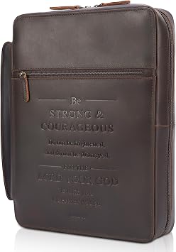 Full Grain Leather Bible Cover Carrying Book Case Church Bag, Bible Book Protector with YKK Zipper, Religious Gift for Men and Women