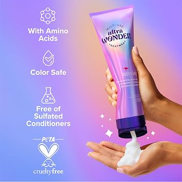 Aussie Ultra Wonder Treatment Leave-In and Pre-Wash, with amino acids, for All Hair Types and Curls, 8oz