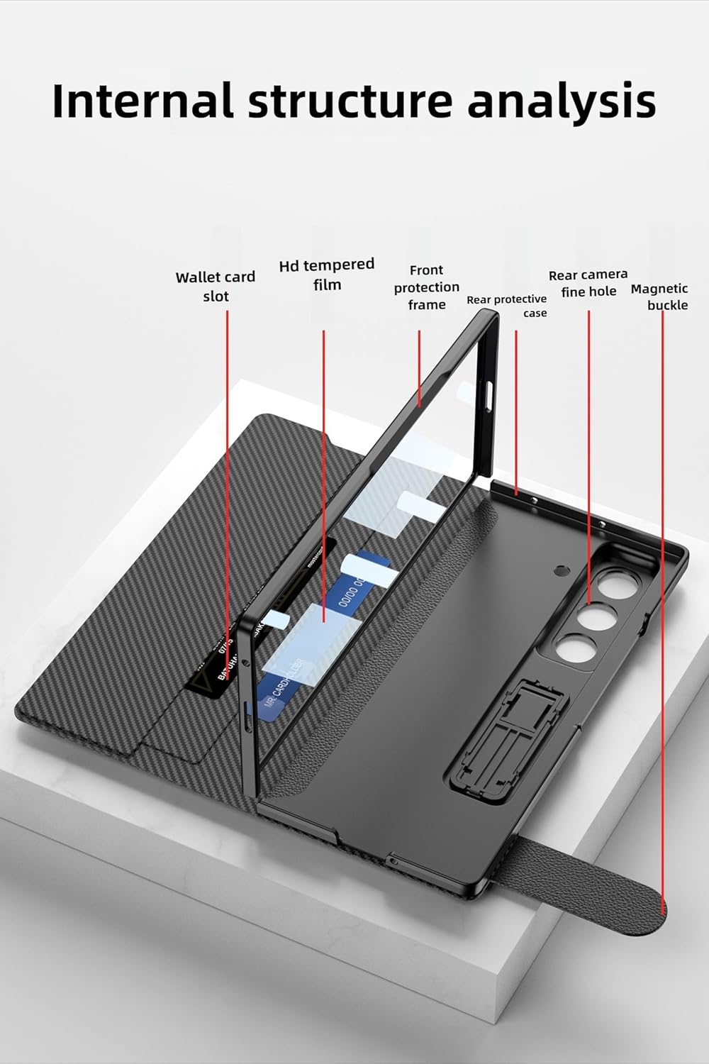 for Samsung Galaxy Z Fold 7 Wallet Case with Two Card Slots Magnetic Closure Wallet Kickstand Stylish Full Body Protective Case for Galaxy Fold 7 Black