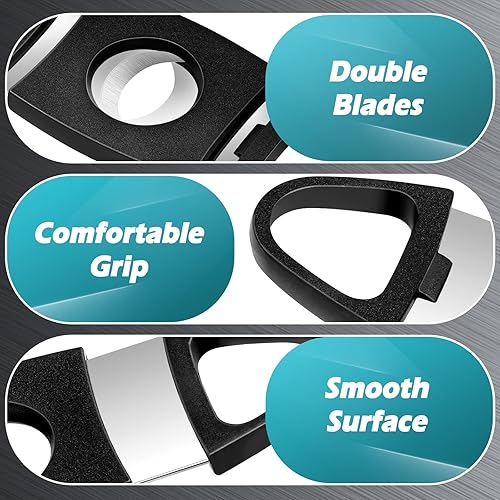 Miniatura 4 de CGBOOM - Cortador de puros, portátil de doble hoja de acero inoxidable, afilado y fácil de cortar, paquete de 12 perforadores de plástico de