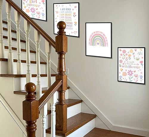 Miniatura 6 de ULEGIE Decoración de pared para habitación de niña pequeña, decoración de pared de afirmación, decoración de arte de pared de arcoíris bohemio