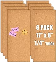 Vista 12 de Azulejos de corcho 17x8, tablero de visión autoadhesivo de 6mm de grosor para el hogar, oficina, escuela (4 piezas)