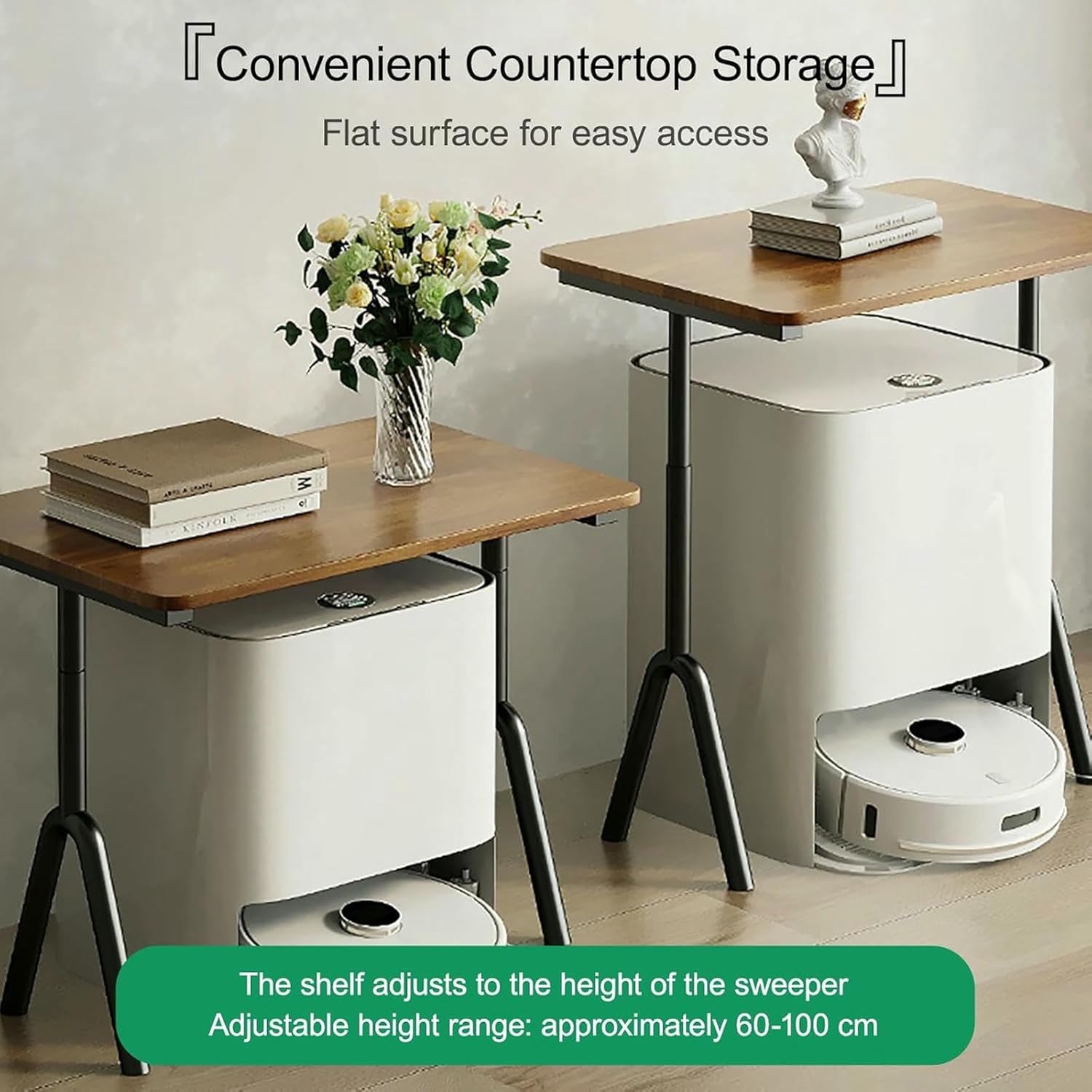 Sweeper Robot Vacuum Cleaner Storage Cabinet, Height-Adjustable Design Vacuum Hidden Open Storage Shelves,for Living Room Entryway or Balcony