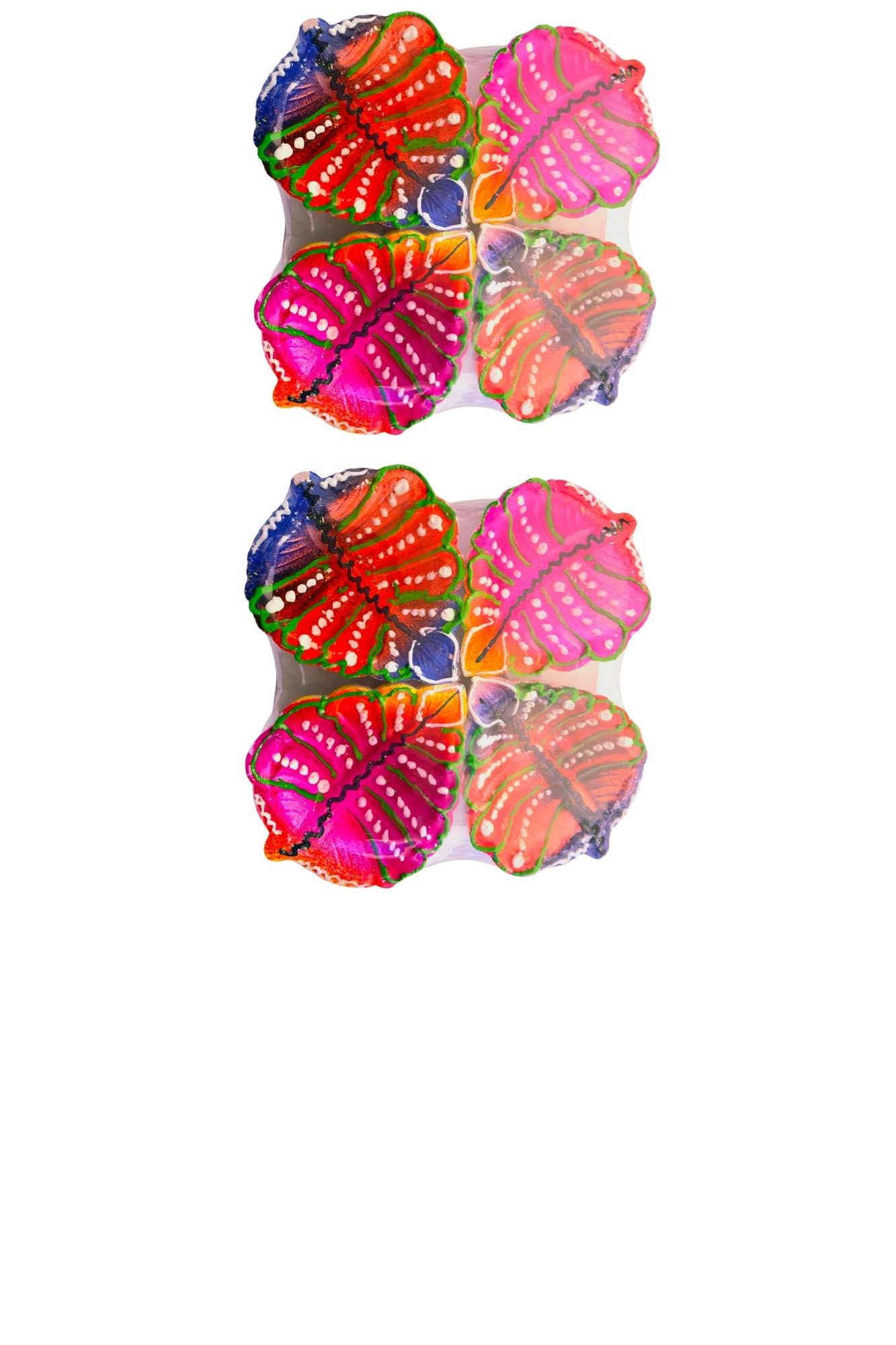 One Stop Dealers Multi Traditional Decorative Colorful Diya (Set Of 4) – Handcrafted Clay Lamps For Puja, Festivals, Diwali & Home Decoration (Pack Of 2) (Design 1)