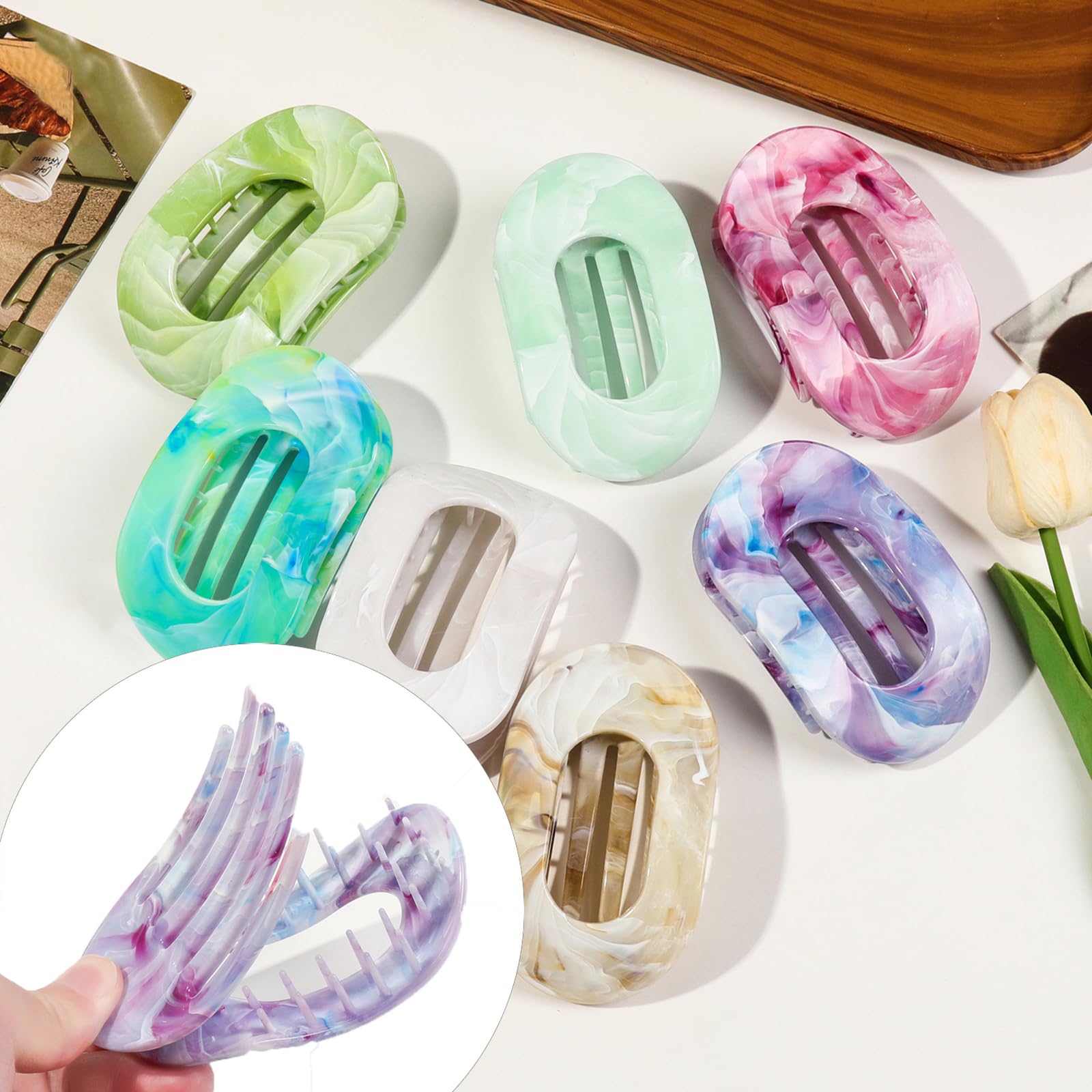 Kaizuca 4 Pcs Hair Claw Clips, Flat Hair Clips for Women Non-Slip Hair Clamps, Hair Styling Accessories for Everyday Use(B) - Image 4