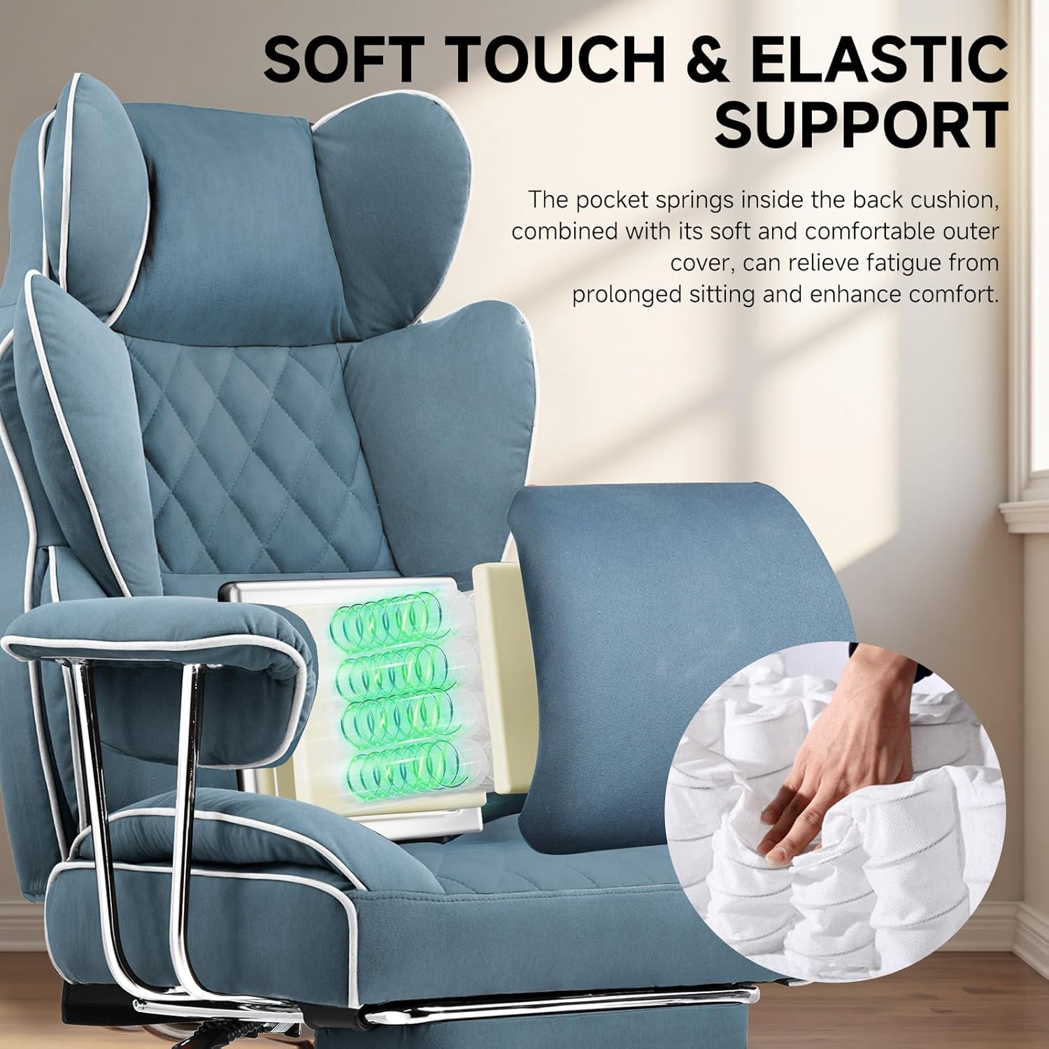 Detailed dimensions of the COMHOMA GT205-2025 Office Chair.