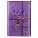 Billtigif PU Leather Journal Notebook, Refillable Travel Vintage Writing Journals Diary, Gifts for Women, Men, Teen Girls and Boys, 100GSM Lined Paper,160 Pages(Purple, A5 9.2