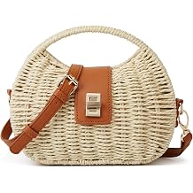Trendy Straw Beach Bags For Women Dumpling Bag Rattan Clutch Purses Summer Straw Crossbody Handbag Purse Shoulder Bag Travel