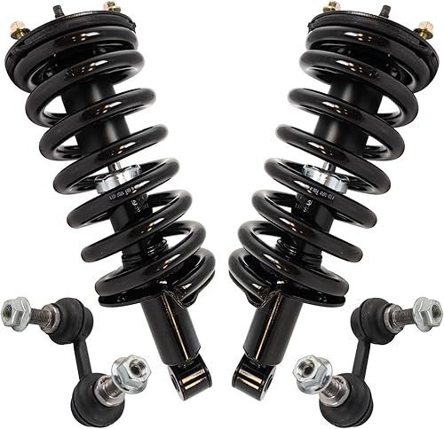 Miniatura 939 de TRQ Kit de suspensión delantera, conjunto de amortiguadores y resortes, barra estabilizadora, enlace estabilizador compatible con Chevrolet