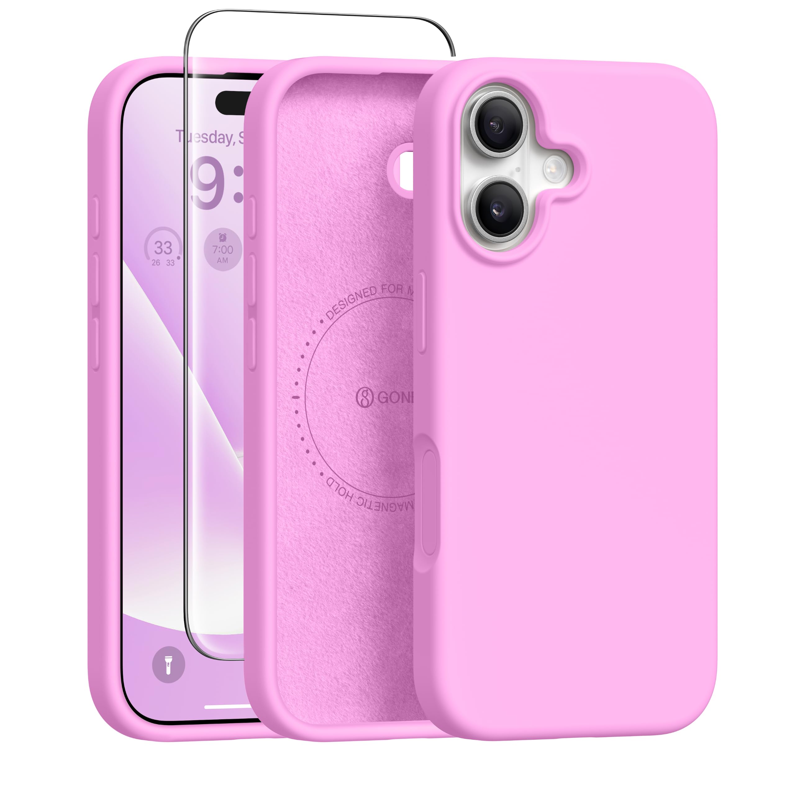 GONEZ Magnetic for iPhone 16 Case, Silicone Cover Cherry Blossom