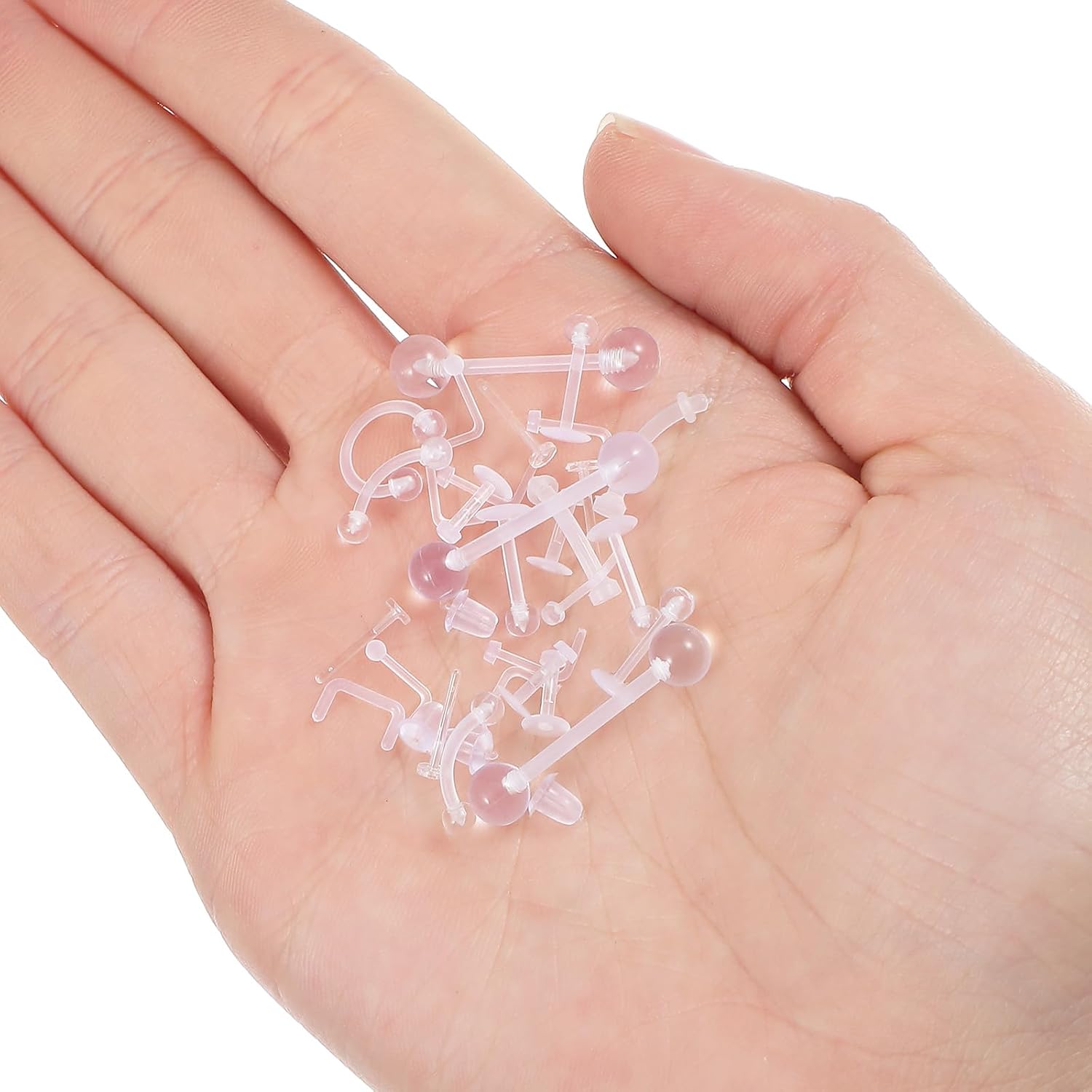 29 Pcs Clear Piercing Retainer - Acrylic Clear Nose Piercing - Nose Studs Earrings Septum Rings Acrylic Jewelry Set for Work Sports