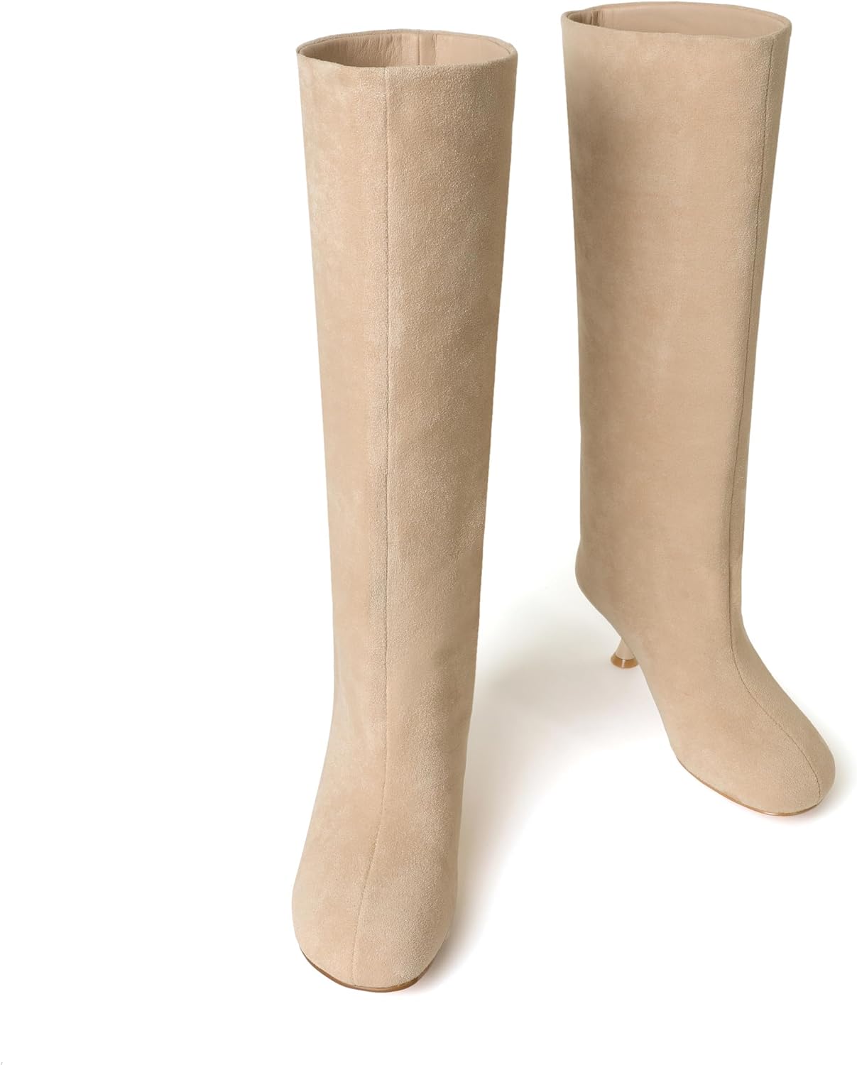 vivianly Women's Wide Calf Suede Knee Boots Pull-On 2.24" Kitten Heel Tall Boots Comfortable Versatile Dress Boots for Formal Daily Wear