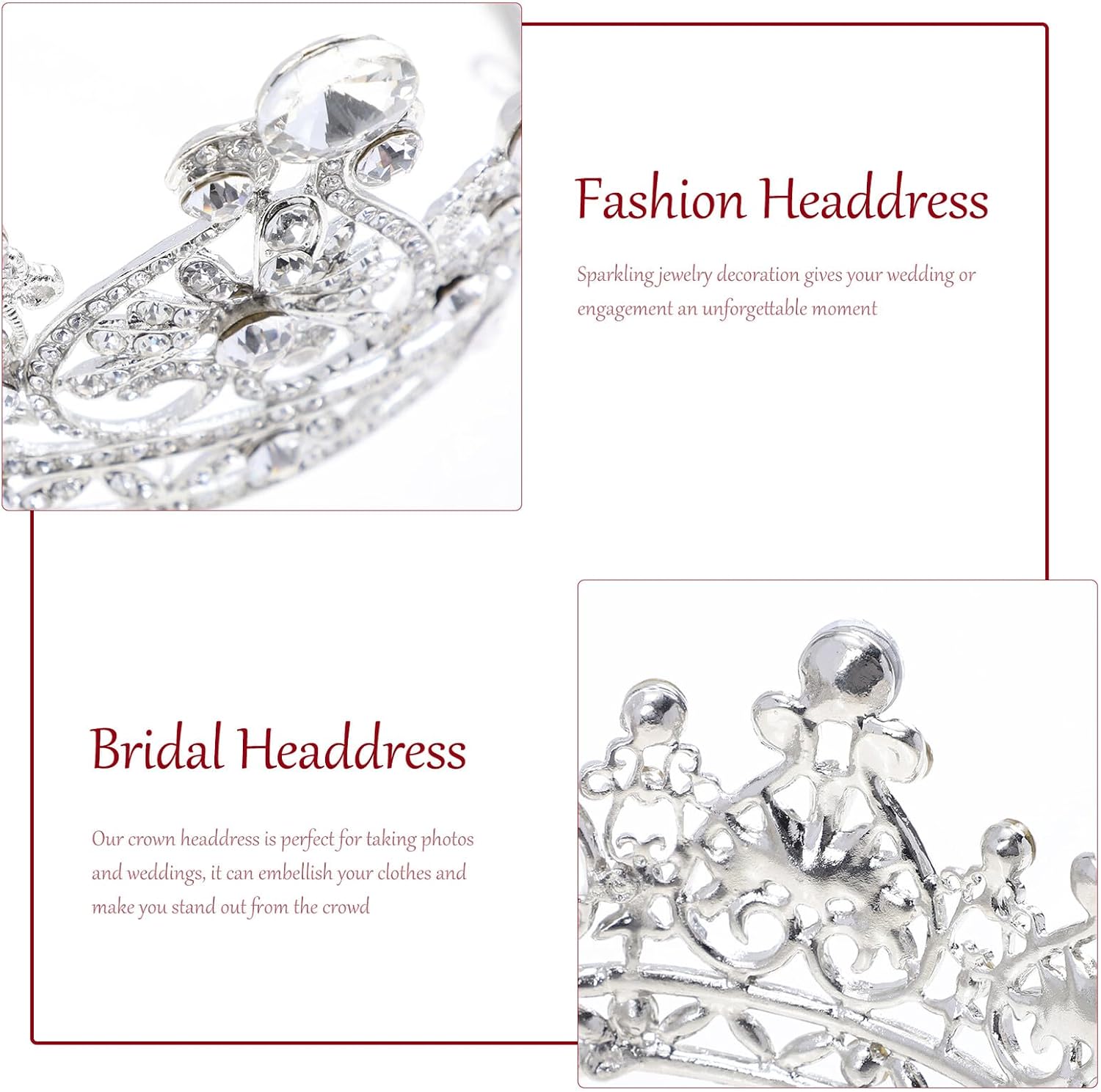 BESTYASH Delicate Silver Baroque Bridal Crown Wedding Hair Accessory round Alloy Headdress for Women Bride Ceremony