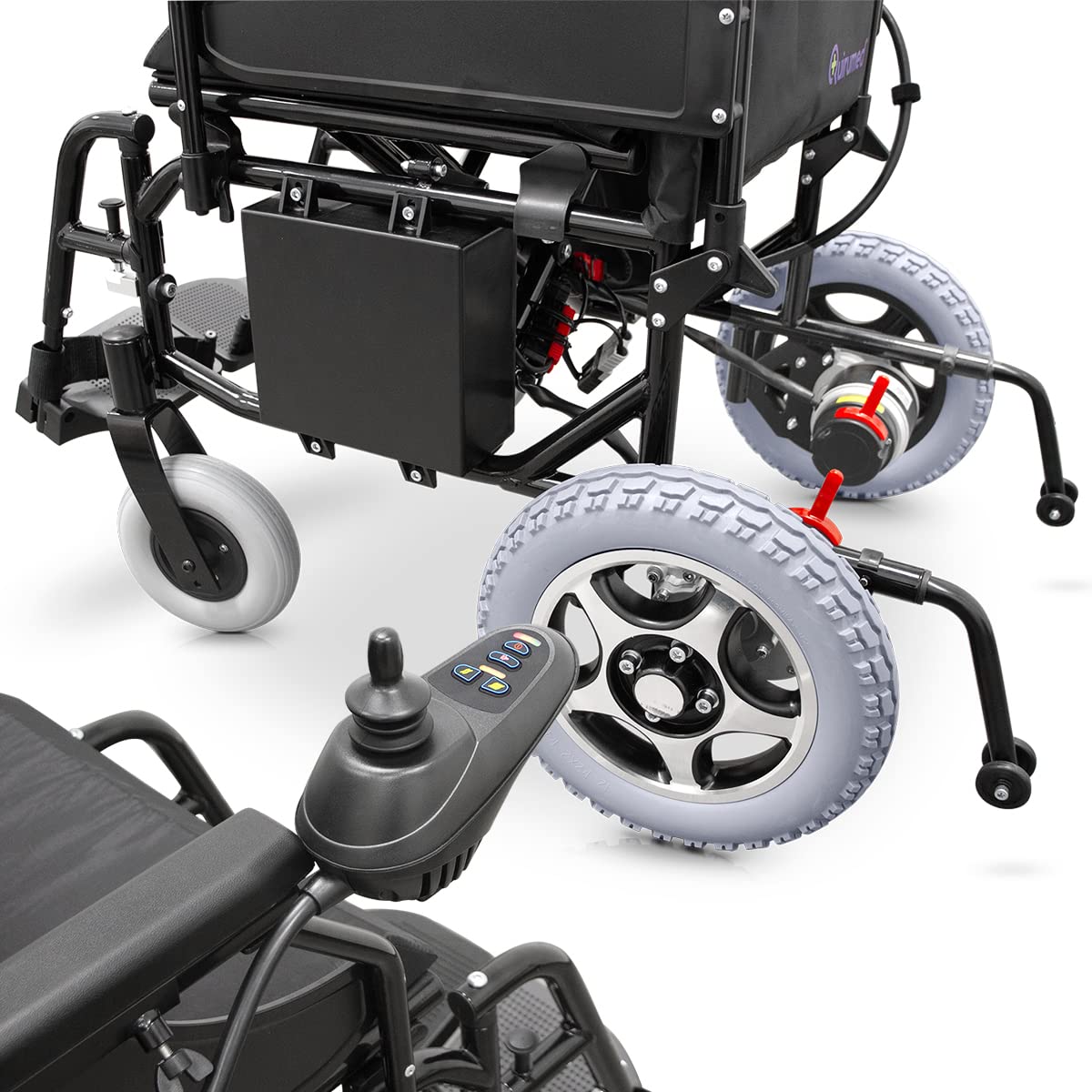 QUIRUMED Silla de ruedas eléctrica plegable EASY PLUS, Acero, Autonomía 20 Km, Frenado electromágnético, Velocidad máxima de 7 km/h, Para mayores, Para minusválidos