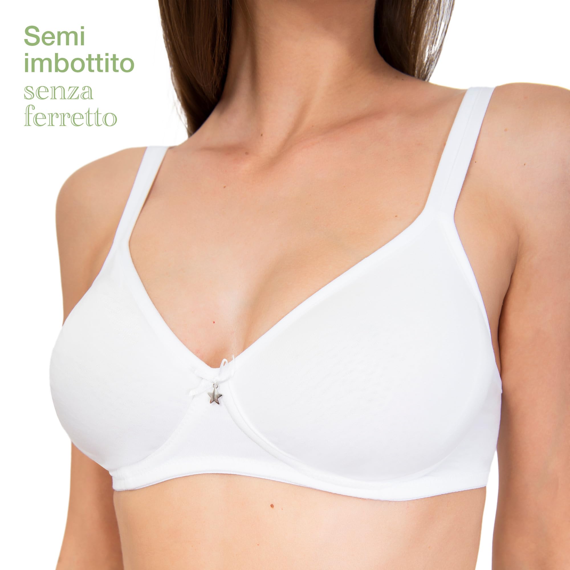SÌèLEI, Reggiseno Semi-Imbottito Senza Ferretto, Realizzato in Cotone Biologico, 100% Naturale, Designed in Italy