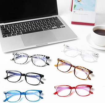 Kerecsen 6 Pack Reading Glasses for Women and Men Blue Light Blocking, Spring Hinge Lightweight Anti Glare Computer Readers