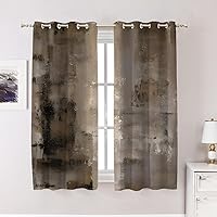 Vista 117 de Cenefas de cocina modernas con patrón de cobre marrón dorado para ventanas, cenefas opacas abstractas de marcas de arañazos y cortinas opacas