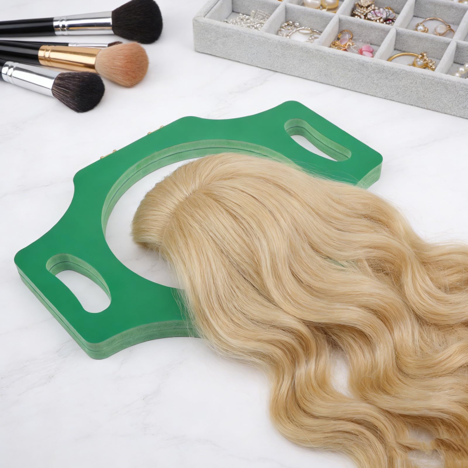 ULTECHNOVO Professioneller Haarstyling Kopfhautformer aus Kunststoff in Grün Tragbar und Leicht zu Reinigen für Selbstgemacht Haarersatz und Perückenherstellung