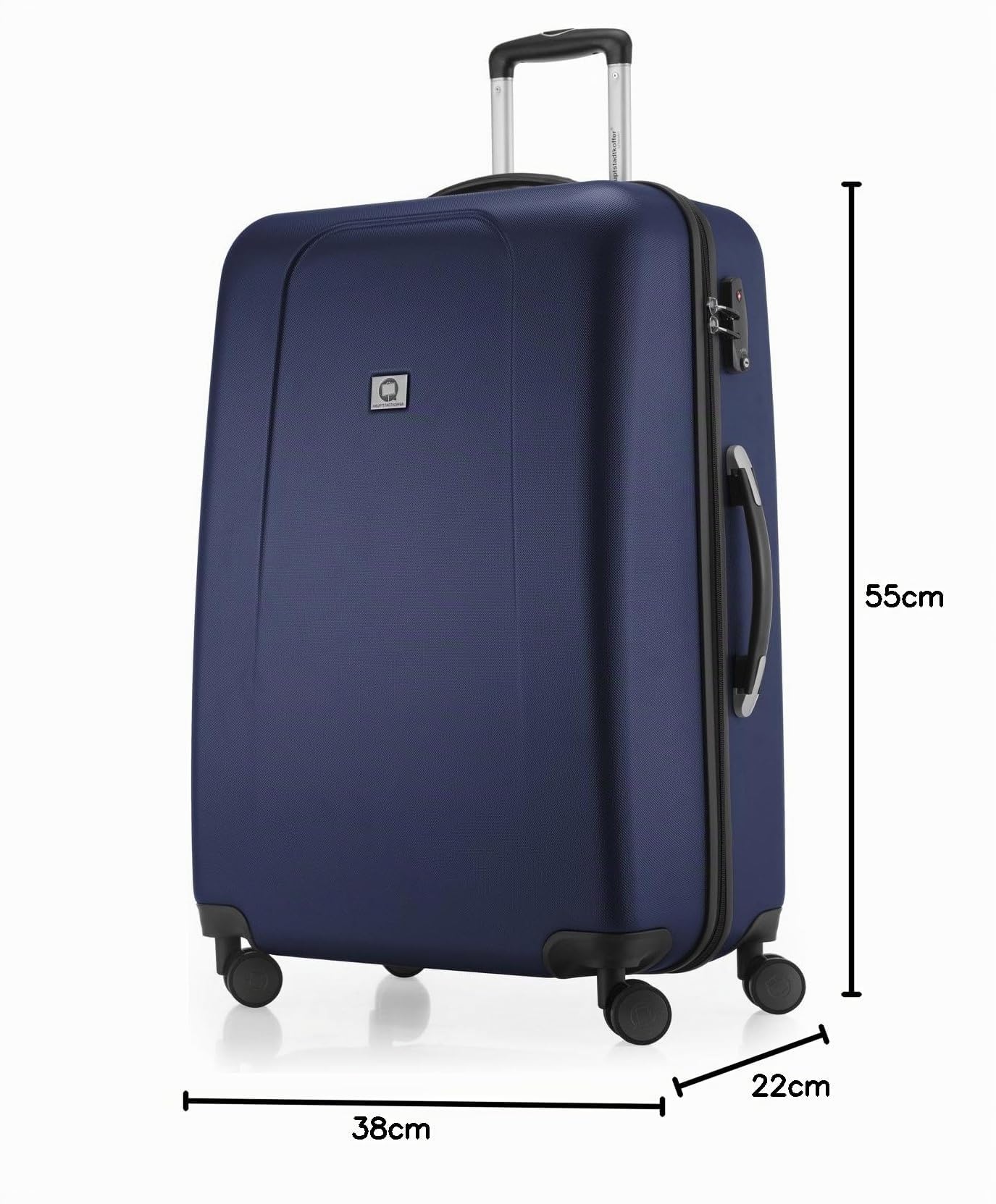 HAUPTSTADTKOFFER - Wedding - Bagaglio a mano Valigia Trolley da Cabina rigido TSA ABS 4 ruote, 55 cm, 42 litri, Blu Scuro