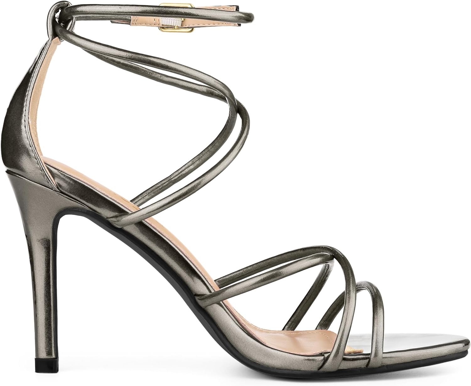 Allegra K Women's Open Toe Strappy Straps Stiletto Heel Gunmetal Sandals 10 M US - Image 5