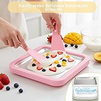 Vista 4 de 2026 New Ice Cream Roll Making Set, DIY Ice Cream Roll Tray, Home Ice Cream Roll Maker, Includes 2 Scrapers, Suitable for Family Fun