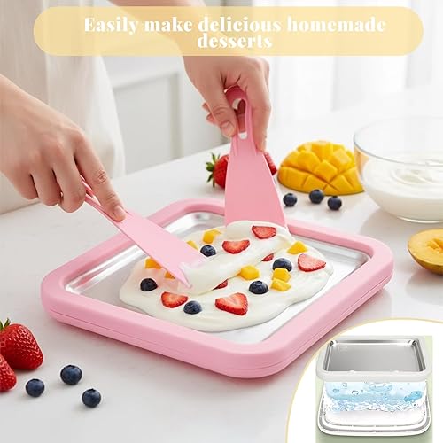 Miniatura 4 de 2026 New Ice Cream Roll Making Set, DIY Ice Cream Roll Tray, Home Ice Cream Roll Maker, Includes 2 Scrapers, Suitable for Family Fun