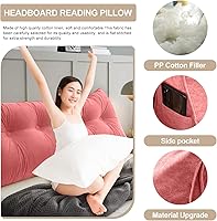 Vista 16 de Large Triangular Headboard Pillows Long Backrest Positioning Support Bolster Cushion for Daybed Fluffy Quality Plush Body Wedge Pillow with Pink