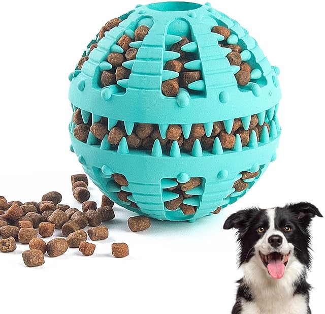 WXJ13 Dog Toy Ball 8CM/3.15in Large Nontoxic Bite Resistant Teething Toys Balls Durable Indestructible Dog Puzzle Teething Toy Dog Puppy Cat Teeth Cleaning Treat Dispensing IQ Intelligence Training