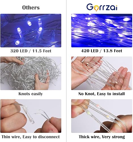 Miniatura 5 de Guirnalda de luces de estrella para decoración de Navidad al aire libre, 420 LED, impermeable, con decoración para árbol de Navidad, 8 modos de