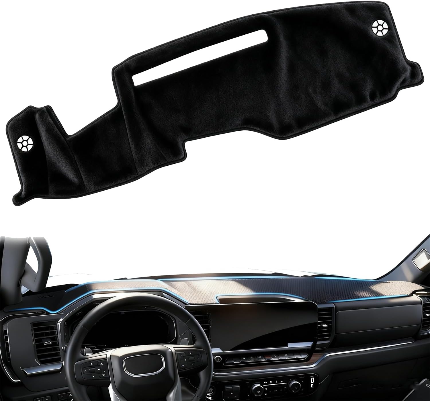 Dash Cover Mat Fit for 2022-2024 2025 2026 Silverado & GMC Sierra 1500 2500HD 3500HD Accessories with HUD Dashboard,Non-Slip Dash Protector Cover Pad (Only fits 13.4 in Screen)