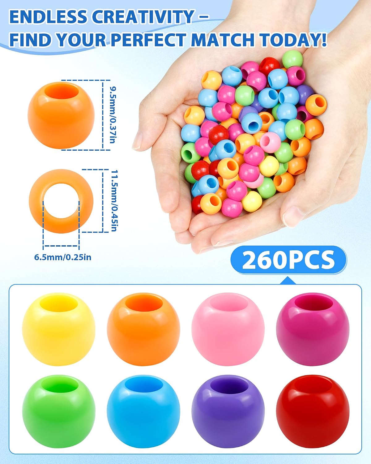 120Pcs FIVEIZERO Cute Candy Slime Charms Bulk & FIVEIZERO 260PCS Large Hole Hair Beads image 3