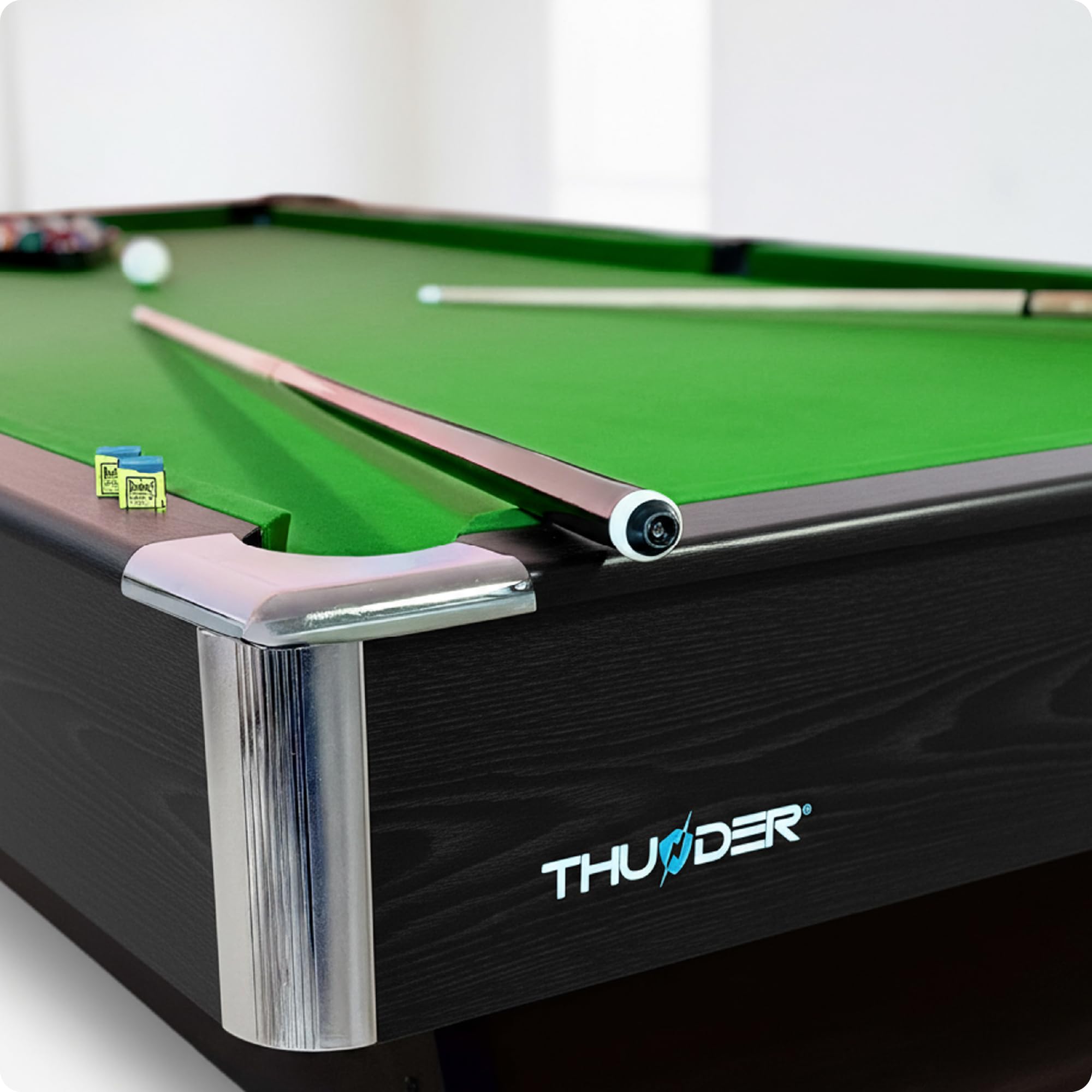 Billardtisch 7ft/8ft/9ft Schwarz oder Braun, MDF Poolbillardtisch mit Kugelrücklauf und Zubehör, optional mit Tischtennis- und Airhockey-Auflage