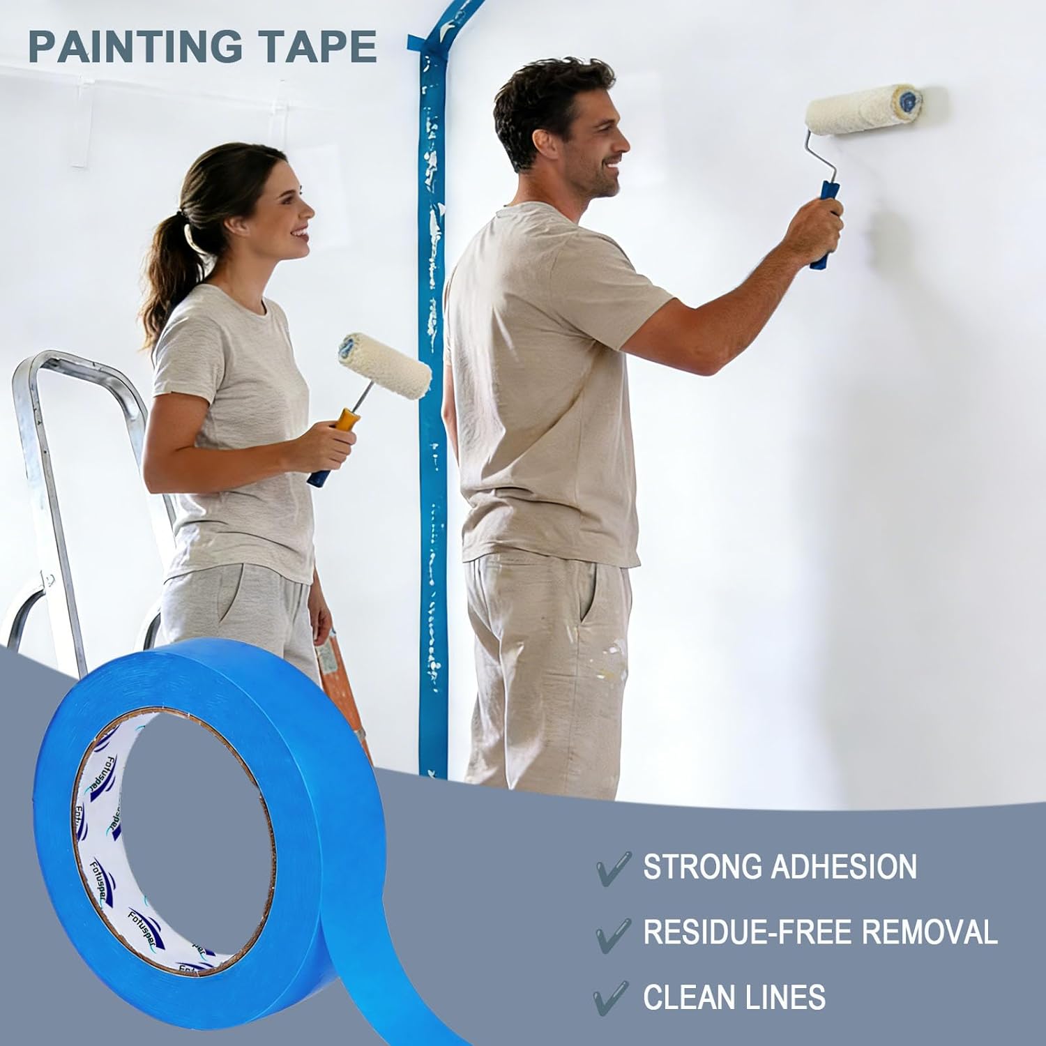 Blue Painters Tape 1 Inch Bulk - 20 Rolls x 55 Yards, Total 1100 Yards, for Walls Painting, Packing, Automotive & Home Use