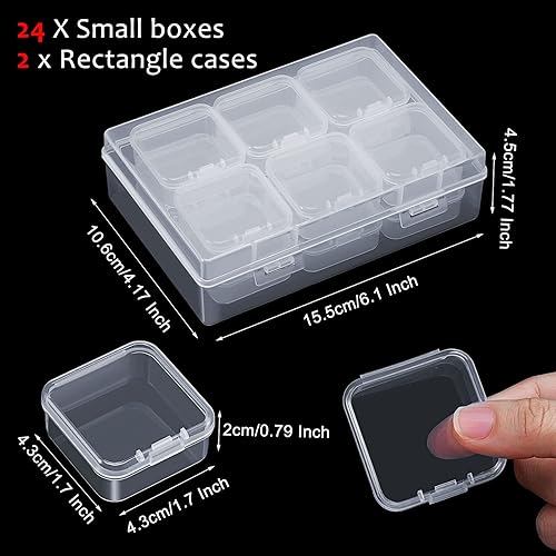 Miniatura 2 de Blulu 24 recipientes pequeños de plástico para almacenamiento de cuentas, contenedores de plástico transparente, contenedores para manualidades