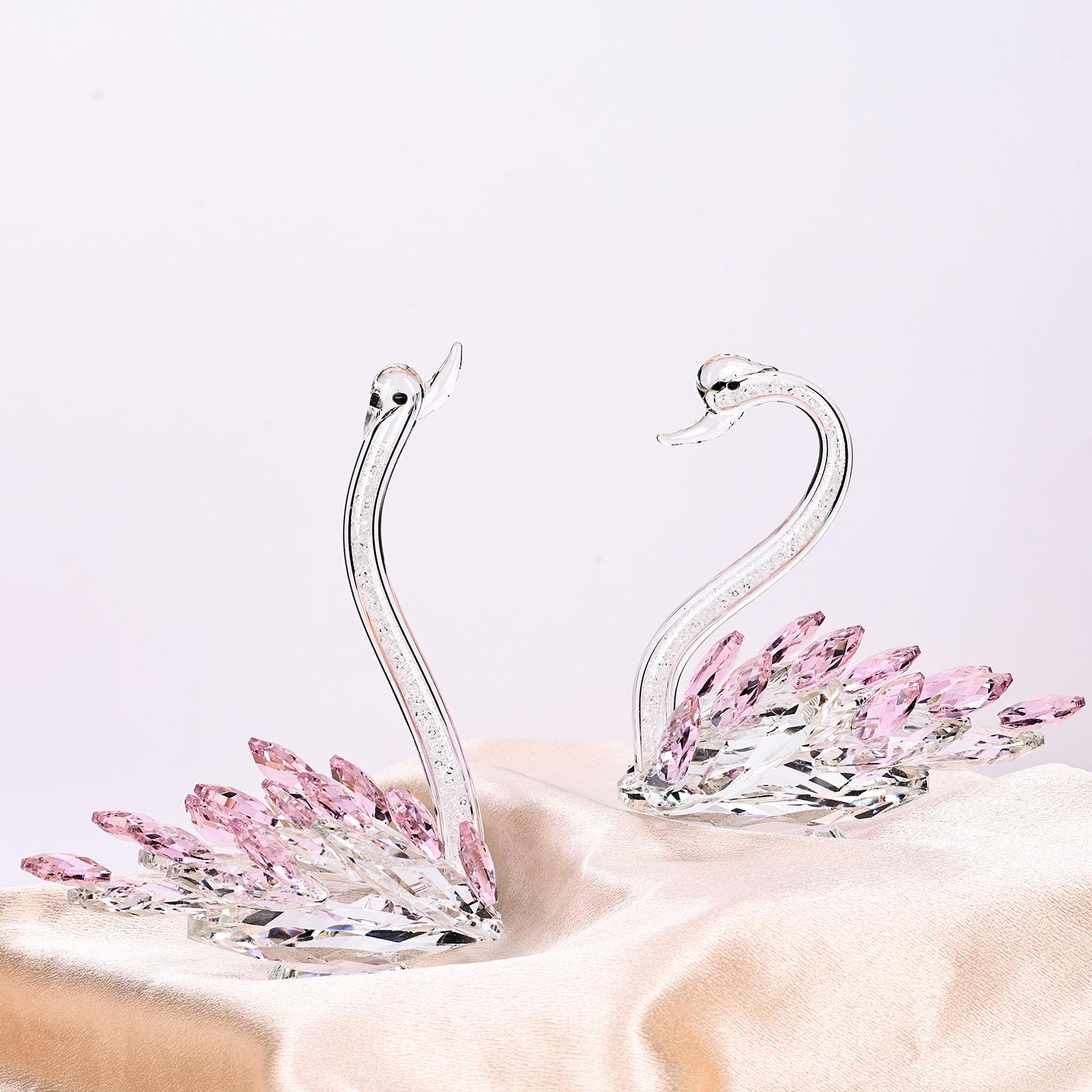 2 Cigni In Cristallo Per 40° Anniversario - Regalo Matrimonio In Vetro Con Diamante - Foto 2
